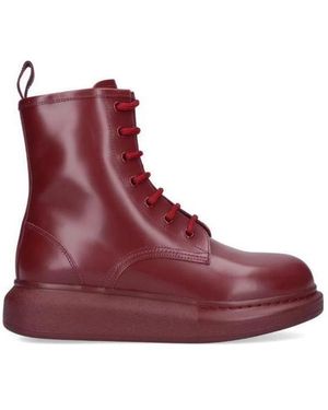 McQueen Hybrid Lace-Up Boots - Red