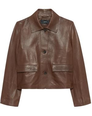 Arma Fem Cropped Leather Jacket - Brown