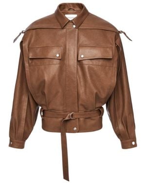 Magda Butrym Oversized Belted Leather Jacket - Brown