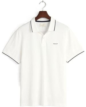 GANT Logo Short Sleeve Polo Shirt - White
