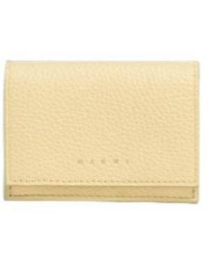 Marni Light Leather Trifold Venice Wallet With Marbled Interior - Natural