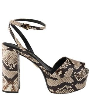 Prada Python-Print Ayers Leather Platform Sandals - Black