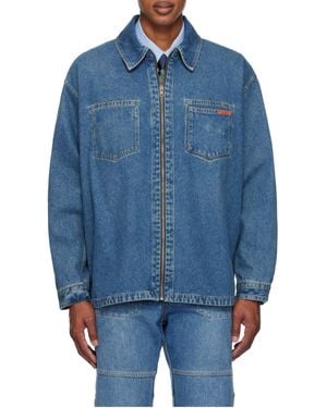 Martine Rose Denim Zipper Coat - Blue