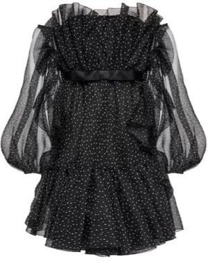 Giambattista Valli Polka-Dot Strapless Silk Mini Dress - Black