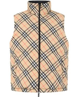 Burberry Quilted Check Puffer Vest - Natural