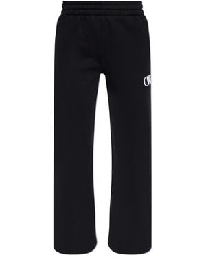 Off-White c/o Virgil Abloh Logo Embroidered Straight Leg Trousers - Black