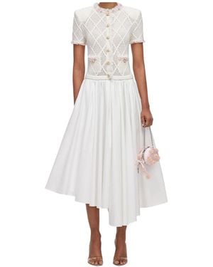 Self-Portrait Short-Sleeved Dress - White