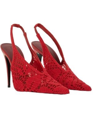 Magda Butrym Crochet Pointed Toe Slingback Pumps - Red