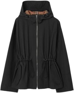 Burberry Cotton Blend Hooded Jacket - Black