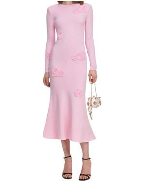 Self-Portrait Flower Knit Midi Dress - Pink