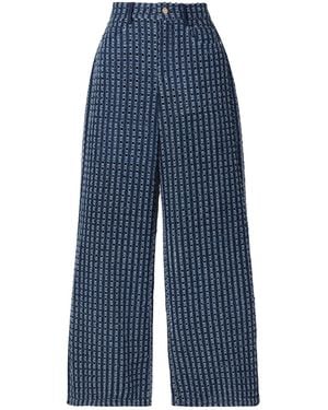 Cult Gaia Katya Cutout Distressed High-Waisted Straight-Leg Jeans - Blue