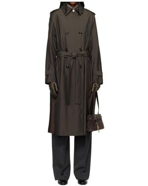 Our Legacy Origami Wool Blend Trench Coat With Turn-Down Collar - Black
