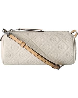 Tory Burch T Monogram Cylinder Bag - Natural