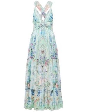 CAMILLA Crystal-Embellished Silk Maxi Dress - Blue
