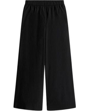 Tommy Hilfiger Wide Leg Relaxed Poplin Trousers - Black