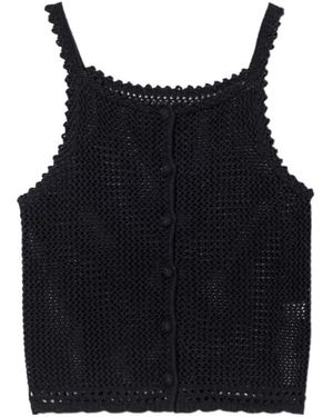 DUNST Button-Embellishment Top - Black
