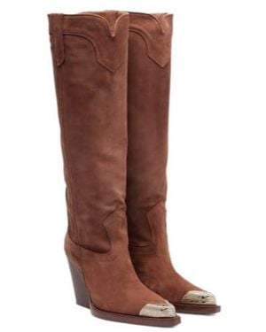 Paris Texas Suede Cowboy Boots - Brown