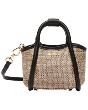 Max Mara Marine Xxs Logo Plaque Shoulder Bag in Natural | Lyst