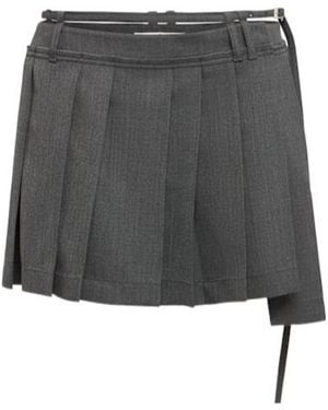 Acne Studios Pleated Wool Blend Mini Skirt - Gray