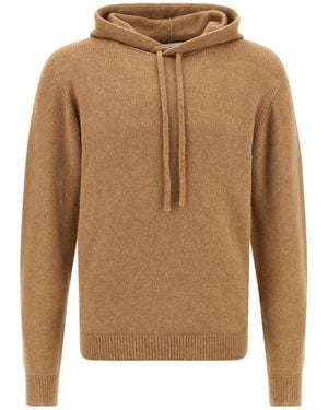 Roberto Collina Ribbed Hooded Jumper - Brown