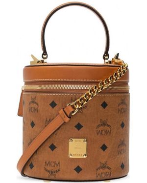 MCM Cylinder Bucket Bag - Brown