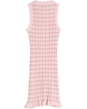 Maison Kitsuné Maison Kitsuné Checked Ribbed Short Dress - Pink