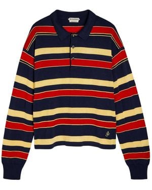 JW Anderson Striped Knit Polo Shirt - Blue