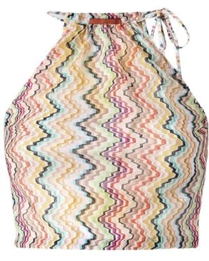 Missoni Chevron-Pattern Halter Neck Cropped Top - Multicolor