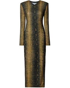 Norma Kamali Snake Print Midi Skirt - Green