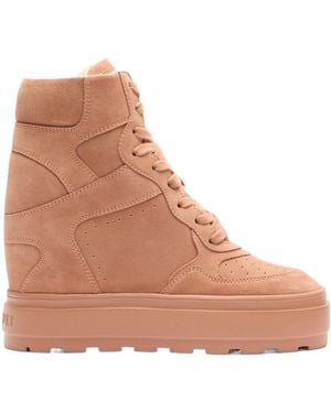 Casadei Platform Wedge High-Top Sneakers - Brown