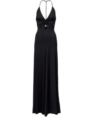 Victoria Beckham Gathered Jersey Open-Back Gown - Black