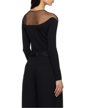 Mugler Sheer-Panelled Bodysuit - Black