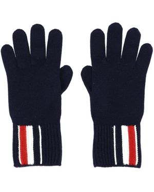 Thom Browne Rwb Stripe Merino Wool Gloves - Blue