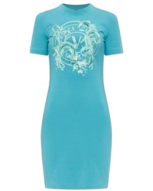 Versace Jeans Couture Couture Logo Sequin Jersey Dress - Blue