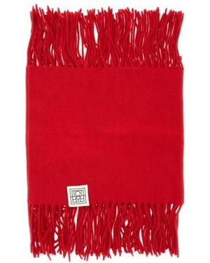 TOTEME Totême Fringed Logo Patch Scarf - Red