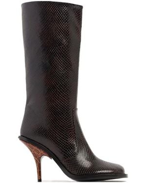 Dries Van Noten 105Mm Python Embellished High Boots - Black