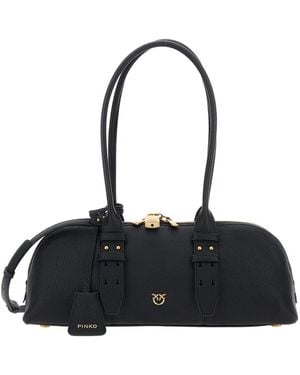 Pinko Shoulder Bag Bowling Horizontal Big - Black
