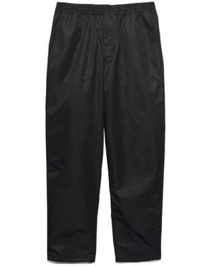 Prada Triangle-Logo Elasticated-Waistband Trousers - Black