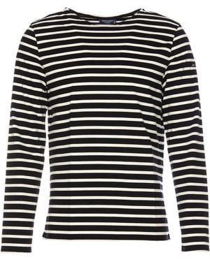 Saint James Striped Graphic T-Shirt - Black