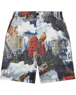 Off-White c/o Virgil Abloh Patchwork Bermuda Shorts - Blue