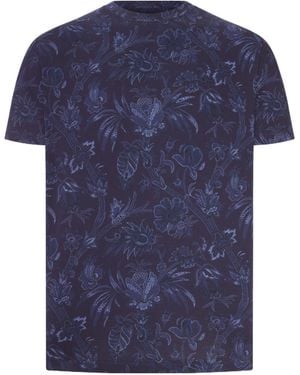 Etro Cotton-Jersey T-Shirt With Floral Paisley-Motif - Blue