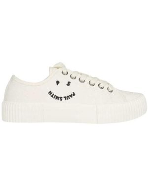 Paul Smith Ps Logo-Printed Lace-Up Baseball-Shoes - White