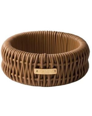Prada Braided Nappa Leather Bracelet - Brown
