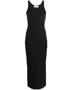 Blumarine Logo-Embroidered Long Dress - Black