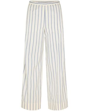 Moncler Striped Loose Long Pants - White
