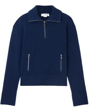 Victoria Beckham Wool And Cashmere-Blend Half-Zip Jumper - Blue