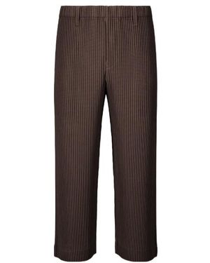 Homme Plissé Issey Miyake Pleated Cropped Trousers - Brown