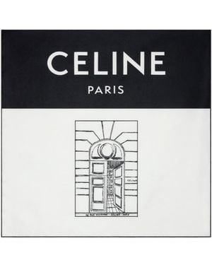 Celine Square Silk Scarf - Black