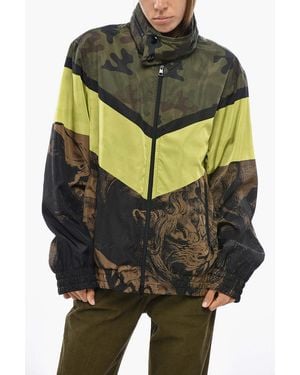 Dries Van Noten Multi-Pattern Windbreaker With Detachable Hood - Black