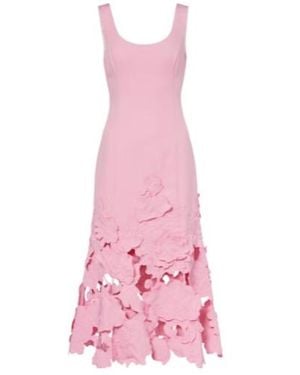 Leo Emily Floral-Appliqué Midi Dress - Pink